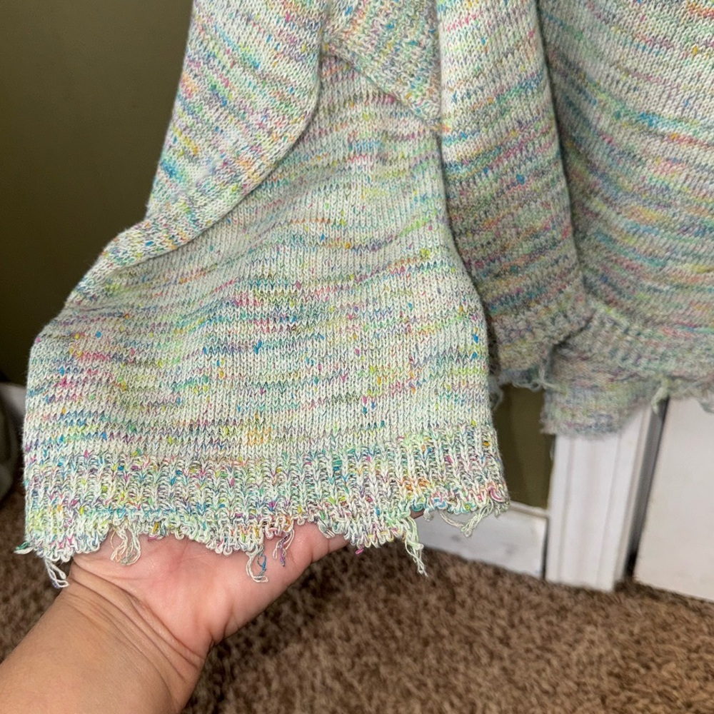 Free People Frayed Colorful Knit Sweater small - Picture 5 of 8